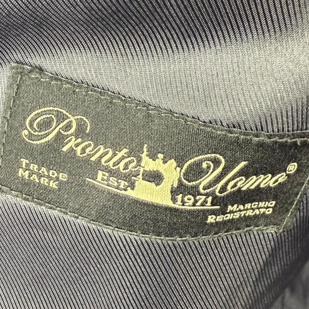 Pronto‎ Uomo Mens 44 Short Navy Blue 100% Wool 2 Button Blazer Suit Jacket